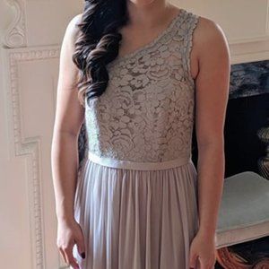 David's Bridal One Shoulder Lace Bridesmaid Dress